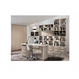 STUDIO  CON ARMADIO 4 ANTE BATTENTE LIBRERIA CON CUBOTTI E CASSETTIERA SCRIVANIA