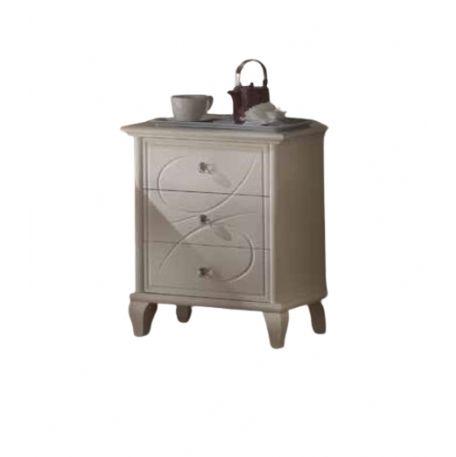 COMODINO 3 CASSETTI LACCATI OPACO