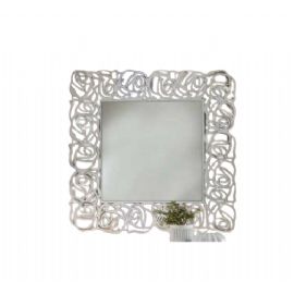 SPECCHIERA QUADRATA LACCATA BIANCA MADREPERLA