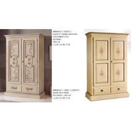 ARMADI LACCATI DUE PORTE CON DUE CASSETTI DECORATI
