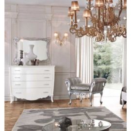 COMO 4 CASSETTI SAGOMATO E SPECCHIERA INTAGLIATA