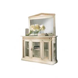 CONSOLLE  A CRISTALLIERA CON INTAGLI E SPECCHIERA