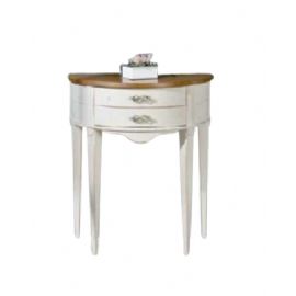 CONSOLLE SEMICERCHIO CON DUE CASSETTI FINITURA GRIGIO CHIARO