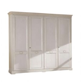 ARMADIO 4 ANTE A BATTENTE ED ELLISSE INTAGLIATO LACCATO BIANCO