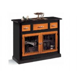 CREDENZA CON 2 ANTE A VETRO E TRE CASSETTI