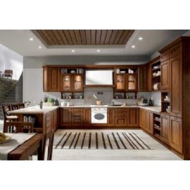 CUCINA ANTA CASTAGNO MASSICCIO DUE PARETI