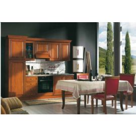 CUCINA VERNICIATA COLOR NOCE CON PANNELLI PIATTA BANDA