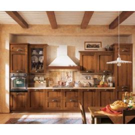 CUCINA FRASSINO SCURO FORNO A COLONNA