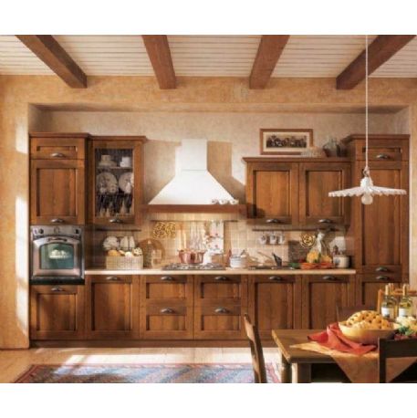 CUCINA FRASSINO SCURO FORNO A COLONNA