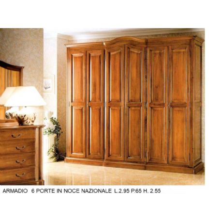 ARMADIO IN NOCE MASSICCIO 6 ANTE