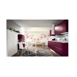 CUCINA CON MANIGLIE A SCOMPARSA MELANZANA E VETRO GLASS CALC