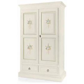 ARMADIO DUE PORTE E DUE CASSETTI LACCATO E DECORATO