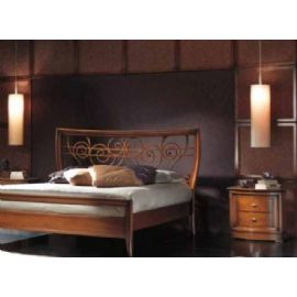 LETTO MATRIMONIALE INTAGLIATO E COMODINO 2 CASSETTI