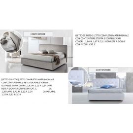 LETTI IN STOFFA E ECOPELLE CON RETE E CONTENITORE