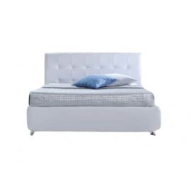 LETTO IN STOFFA E ECOPELLE CON RETE E CONTENITORE