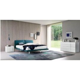 LETTO IMBOTTITO RIVESTITO CON TESSUTO, COMO’ E COMODINI