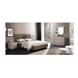 LETTO IMBOTTITO CON CONTENITORE COMODINI SPECCHIERA