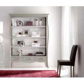 LIBRERIA 3 CASSETTI  PIU VANI A GIORNO LACCATA BICOLORE GRIGIO E BIANCA