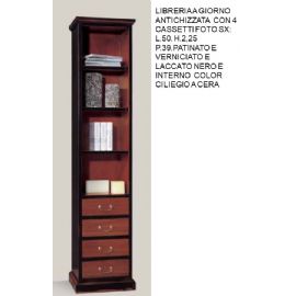 LIBRERIA A GIORNO ANTICHIZZATA  CON 4 CASSETTI