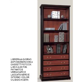 LIBRERIA A GIORNO ANTICHIZZATA CON 4 CASSETTI