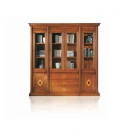 LIBRERIA 4 VANI INTAGLI  CON INTAGLI A ROMBO