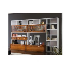 LIBRERIA MODERNA VERNICIATA COLOR NOCE E  LACCATA BIANCA