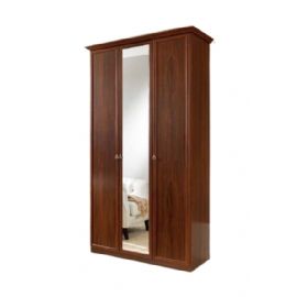 ARMADIO TRE ANTE E SPECCHIO CENTRALE PATINATO NOCE