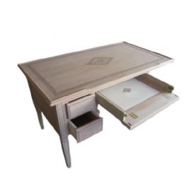 SCRIVANIA GREZZA INTARSIATA E CASSETTO A RIBALTA