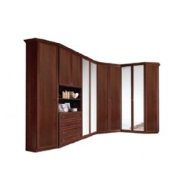 ARMADIO ANGOLARE PATINATO NOCE CON 4 SPECCHI