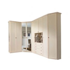 ARMADIO ANGOLARE CON SPECCHI CENTRALI LACCATO AVORIO