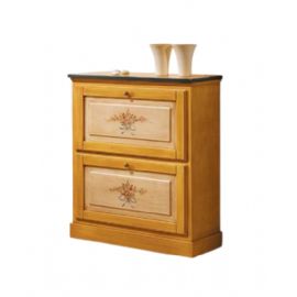 SCARPIERA 2 ANTE LACCATA GIALLA FILO BLU ANTICHIZZATA