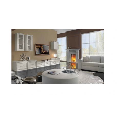 COMPOSIZIONE LINEARE LACCATA AVORIO DECAPE ANTICATO