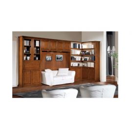 SOGGIORNO IN LEGNO CON VANO ALCOVA PER DIVANO ANGOLARE