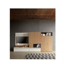 SOGGIORNO A TERRA CON CASSETTI E ANTE.VANI A GIORNO E PORTA TV