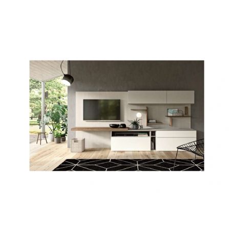 SOGGIORNO LACCATO NOCCIOLA. PENSILI OLMO JUTA