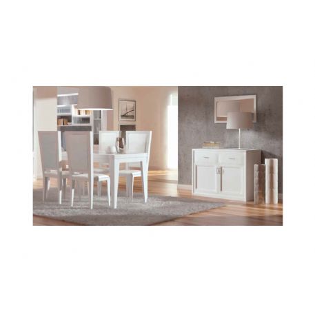 SOGGIORNO LACCATO CON TAVOLO 4 SEDIE E CREDENZA