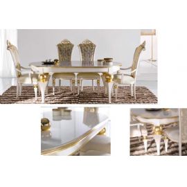 TAVOLO OVALE LACCATO BIANCO  E DORATO