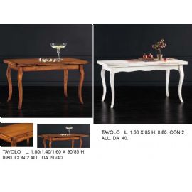 TAVOLO RETTANGOLARE LACCATO E VERNICIATO CON ALLUNGHE LATERALI NOCE