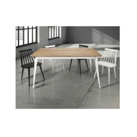 TAVOLO IN ABETE SPAZZOLATO CON STRUTTURA E GAMBE BIANCHE