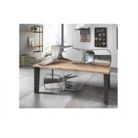 TAVOLO CON PLANCIA IN LEGNO E GAMBE IN ALLUMINIO