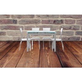 TAVOLO IN VETRO ALLUNGABILE E STRUTTURA FERRO ALLUMINIO