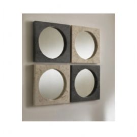 SPECCHIERA  PIETRA FOSSILE QUADRATA INTERNO ROTONDA