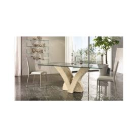  TAVOLINO CON PIANO IN CRISTALLO PIETRA FOSSILE