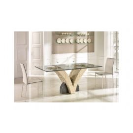  TAVOLINO CON PIANO IN CRISTALLO PIETRA FOSSILE