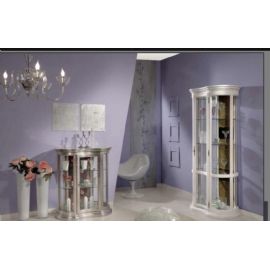 VETRINA  OVALE BASSA  CON VETRI E VETRINA ALTA OVALE