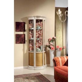 VETRINA SAGOMATA  CON PANNELLI E VETRI LACCATA