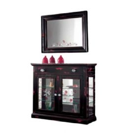 VETRINETTA 2 PORTE 1 CASSETTO  CON FIANCHI A VETRO E SPECCHIERA RETTANGOLARE