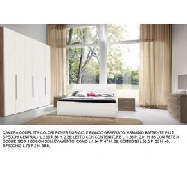 CAMERA CON ARMADIO 2 ANTE SCORREVOLI OLMO SCURO CON INSERTO AVORO