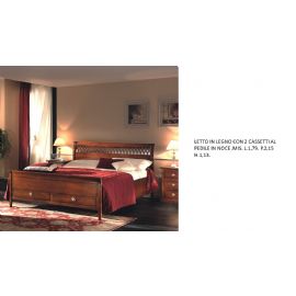 LETTO CON 2 CASSETTI IN NOCE