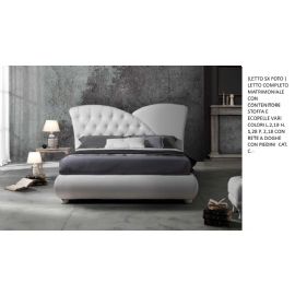 LETTO CON CONTENITORE E RETE A DOGHE IMBOTTITO